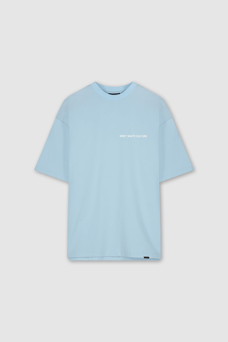 Satu - Men Oversized Streetwear waste Light T-shirt don\'t culture Blue – 